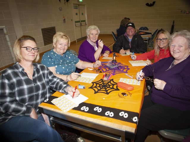 Creggan bingo enthusiasts pictured at the OLT/CNP Community Bingo at Bishop’s Field on Wednesday night. From left, Sharon Seal, Ann Devlin, Bridie Boyle, Marguerite McDaid, Debbie Quigley and Sharon Boast.