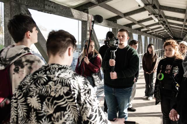 Students filming as part of a collection of short films produced by the creative minds of Media, Journalism and Performing Arts students at North West Regional College in Derry. (Photo: Conall Melarkey)