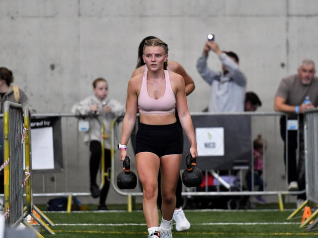 Competitor in the Maiden City Hyrox IV held at Sean Dolans GAC.  Photograph: George Sweeney