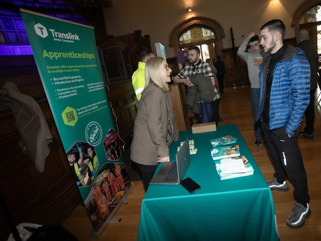 Conversations at the Translink stall during Thursday's Apprenticeship Fair.