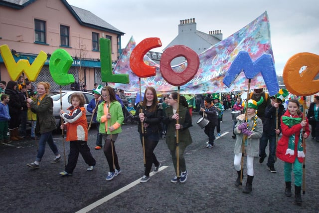 Young people from Greencastle Youth Club parading in Moville. (1903PG54)