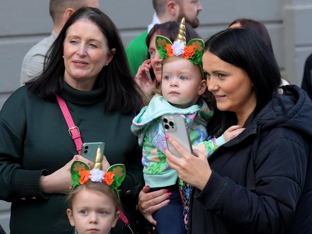 Watching the St Patrick’s Day parade. Photo: George Sweeney.