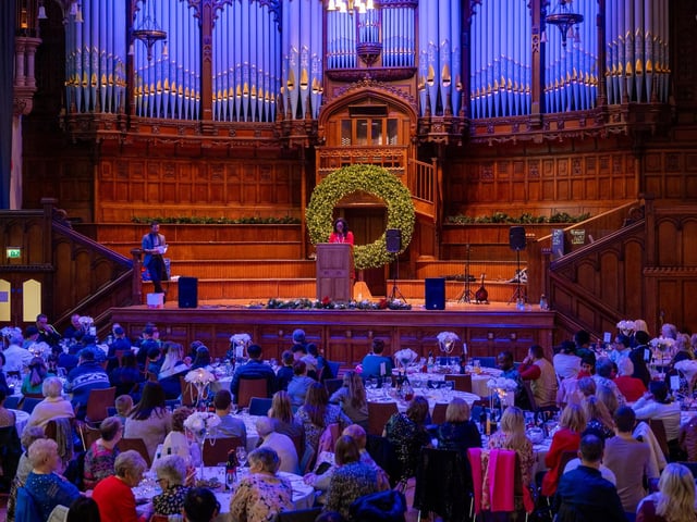 The Mayor Councillor Lilian Seenoi-Barr hosted a Christmas Community event at the Guildhall for people from across the Derry City and Strabane District Council area on Sunday. Picture Martin McKeown. 01.12.24 : Mayor's Community Christmas Party