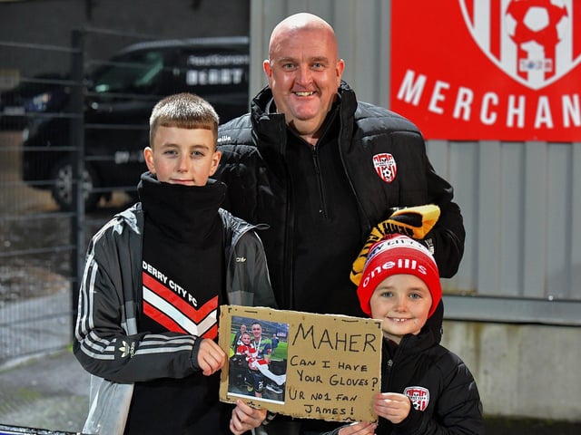 Brian Maher fans at the Brandywell on Friday evening. Photograph: George Sweeney.
