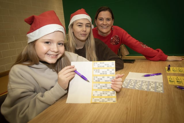 Zara Watson, Jade McLaughlin and Laura Higgins enjoying Wednesday's Bingo. : .