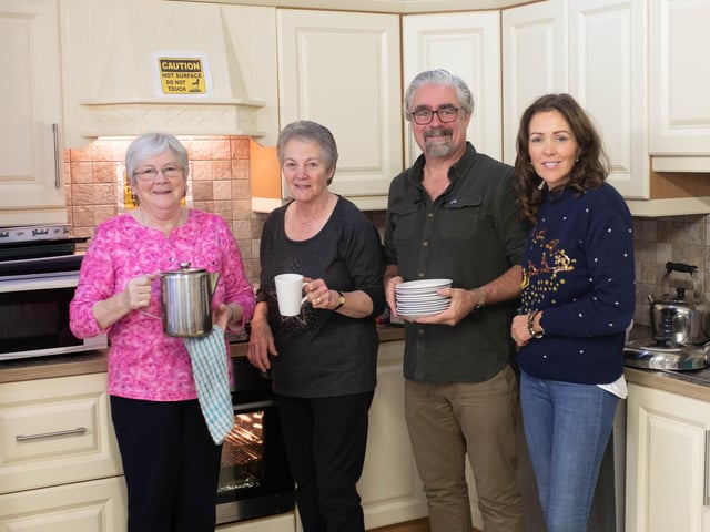 Mary Graham, Sheila Doherty, Gabriel Doherty and Susan O'Donnell doing the teas.