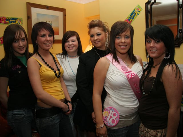 Caragh, Tanya, Charlene, Saoirse, birthday girl Kaleigh and Kiesha enjoy the birthday celebrations 0041JML : Parties and celebrations April 2006: Kaitlin McDaid.
