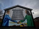 A peace mural is seen in a loyalist area on April 4, 2023 in Belfast. (Photo by Charles McQuillan/Getty Images)