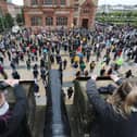 Press Eye - Belfast - Northern Ireland - 6th June 2020 - Photo by Lorcan Doherty / Press Eye.

Socially Distance Day of Solidarity Rally - Justice for George Floyd - in the Guildhall Square, Derry, organised by the North West Migrants Forum.