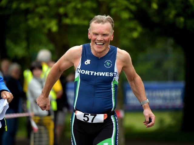 Terence Donnelly takes part in his 40th Liam Ball Triathlon on Sunday morning.
