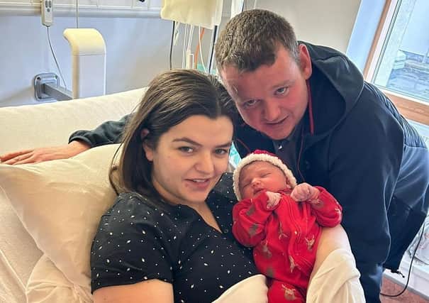 Caoimhe Rose Tracey born at 10.22AM to Laura and Patrick Tracey weighing 4010g (8lbs 14oz) on Christmas Day, at Altnagelvin Hospital.