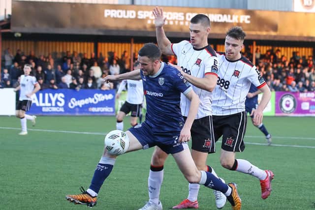 Michael Duffy couldn't find a way to unlock the Dundalk defence at Oriel Park. Mandatory Credit: Kevin Moore/MCIphoto