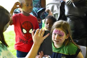 Face painting was popular at the ‘One World: A Celebration of Culture and Community’ at The Scarvey, Buncrana, on Sunday afternoon. Photo: George Sweeney