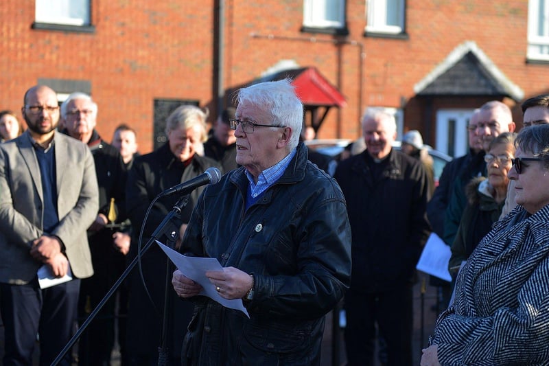 John Kelly, Bloody Sunday Trust, addresses the attendance at the Annual Bloody Sunday Remembrance Service held at the monument in Rossville Street on Sunday morning. Photo: George Sweeney. DER2306GS – 19