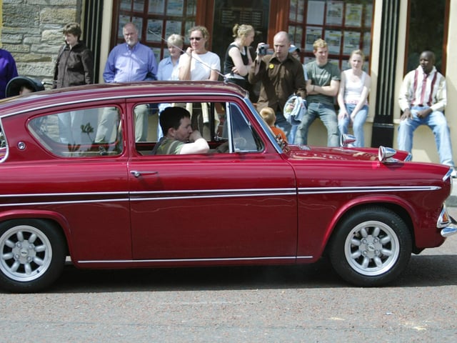 One of the star attractions at the rally was this Ford Anglia.  (0607JB27)