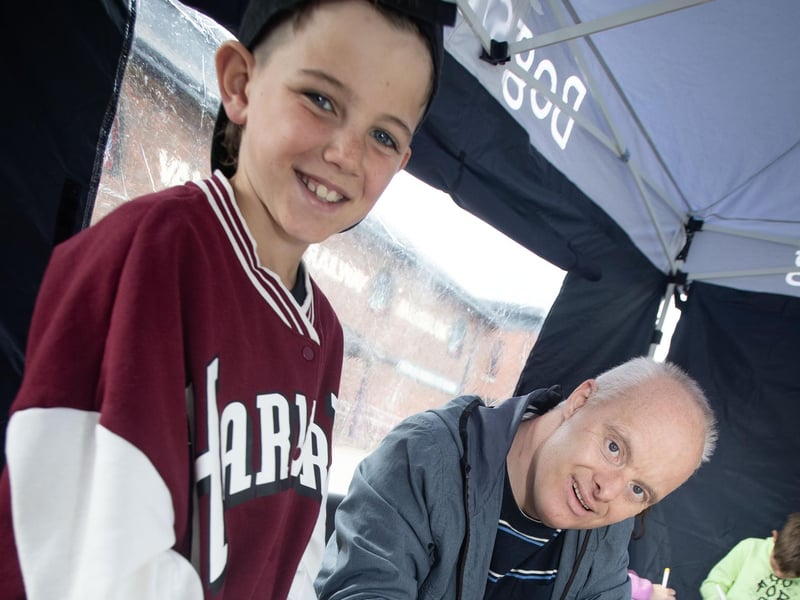 A game of Xs & Os for Liam Cullen (10) and Destined's Mark Faulkner during the Destined Fun Day on Tuesday. (Photos: Jim McCafferty Photography)