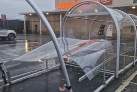 Trolley canopies at Sainsbury's supermarket in Derry have been partially destroyed.