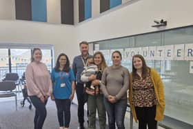 Breast feeding peer volunteers Altnagelvin Recognition event, Deborah OShea, Teresa McPhilemy, Geoff, Cliodhna Dunne, Ana Vieyra, Joanie Callaghan.