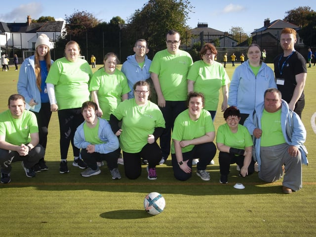 Moving On Up's Limavady Rovers squad pictured at last week's Peace Games competition.