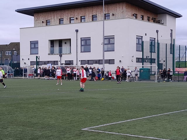 Footballers and supporters at the Galliagh Community Response (GCR) Memorial Cup in memory of Bronagh McLaughlin and Caitlin McLaughlin last Saturday.