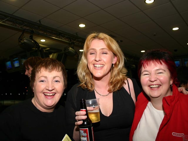 Enjoying the fun at the Lifford Race Track are Rose O Hallagan, Ann Breslin of Riverdance Letterkenny and Linda Marsh. 4833dd : A night at the races in Lifford in April 2005.