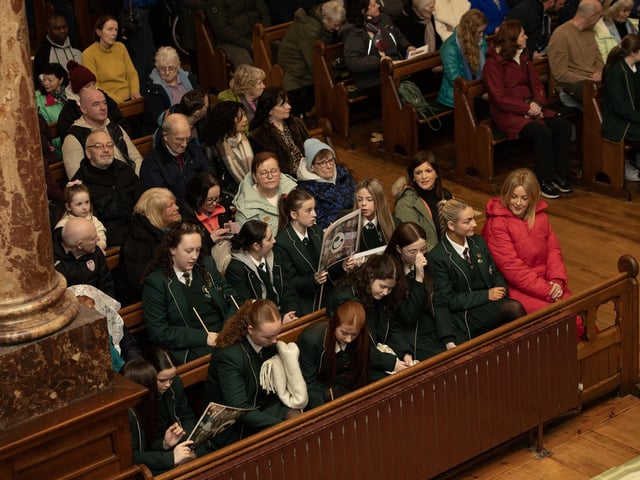 Students from St. Cecilia's College pictured at Saturday's celebration in Long Tower Church. (Photos: Jim McCafferty Photography