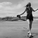 Taylor Swift on the way for a paddle at Portsalon in 2021.