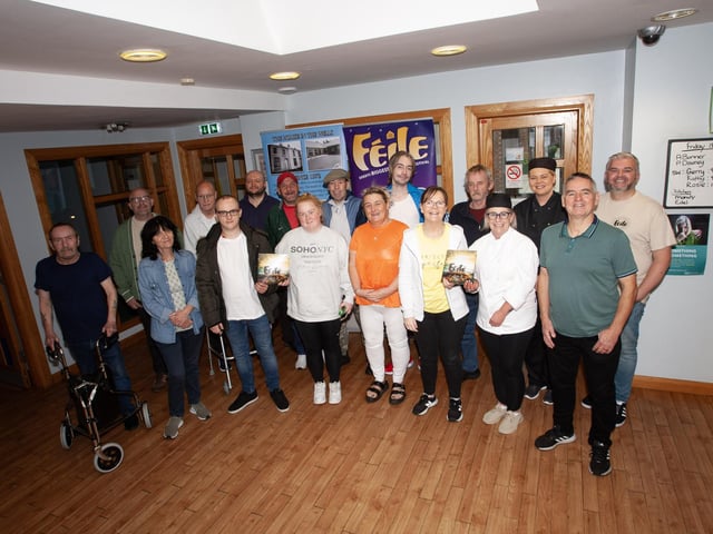 SUPPORTING FÉILE. . . .Staff and patrons of the House in the Wells showing their support for the Féile during Friday's Annual BBQ.