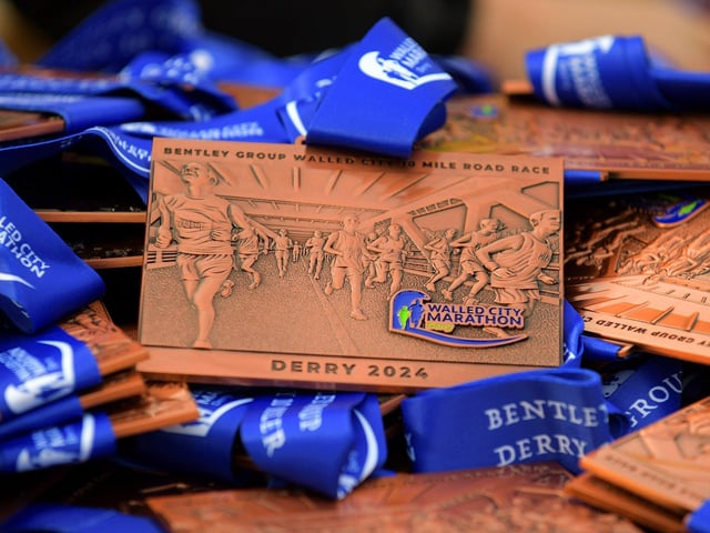 New design of a medal for Bentley 10 Miler competitors. Photo: George Sweeney