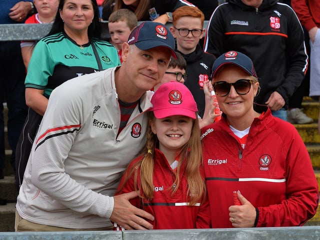 Derry fans at the game against Armagh in Celtic Park. Photo: George Sweeney