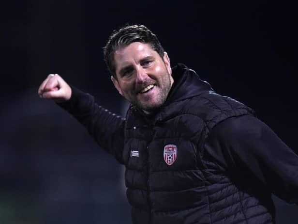 Derry manager Ruaidhri Higgins believes his team go into next week's big clash against Shamrock Rovers in the best possible form. Mandatory Credit ©Ciaran Culligan