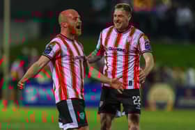 Matchwinners Liam Boyce and Kevin Holt.