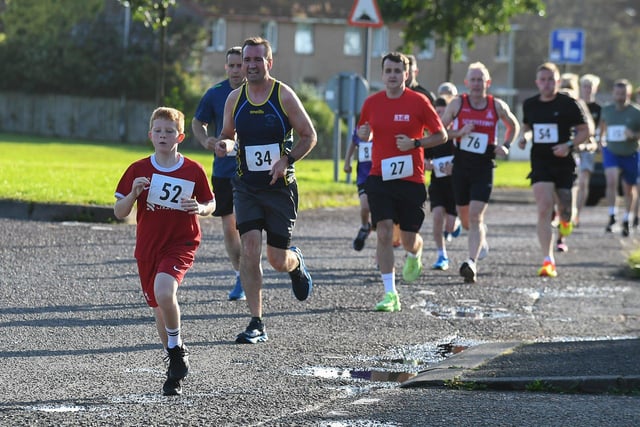 Competitors take part in the inaugural Galliagh Féile 5K road race on Friday evening. Photo: George Sweeney