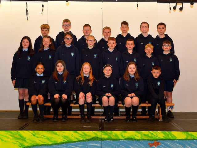 Mr Mallon’s P7 leavers class at Hollybush Primary School.  Photo: George Sweeney.  DER2321GS – 94 