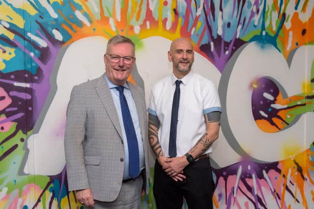 Health Minister Mike Nesbitt visited Gary Rutherford and his team at ARC Fitness on  Tuesday where he heard from a service user and Gary about the vital work and help the organisation provides to people and their families who are dealing with addiction. The Minister announced funding worth £200,000 to help secure the future for the much needed service. Picture Martin McKeown. 09.07.24