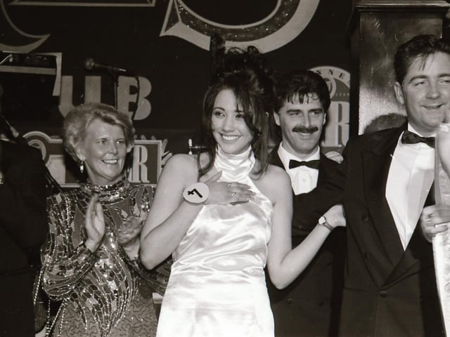 The finalists of the 1995 Miss Derry competition pictured at the final in Squires Nightclub.