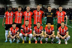 The Derry City side which defeated Shamrock Rovers to win the Presidents Cup, at the Brandywell on Friday evening. Photo: George Sweeney.