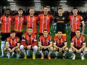 The Derry City side which defeated Shamrock Rovers to win the Presidents Cup, at the Brandywell on Friday evening. Photo: George Sweeney.