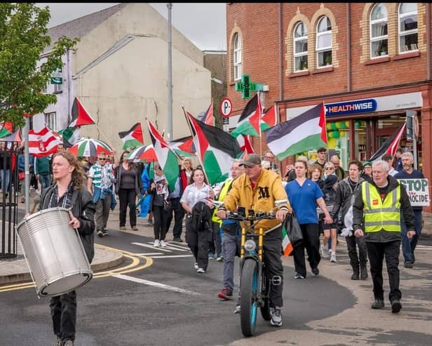 Participants from the Mourning March in Buncrana. (Photos: Inishowen Palestine Solidarity Group)