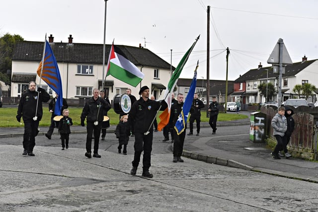 The Spirit of Freedom band plays at the Creggan Republican Monument during a commemoration on Easter Sunday afternoon.  Photo: George Sweeney