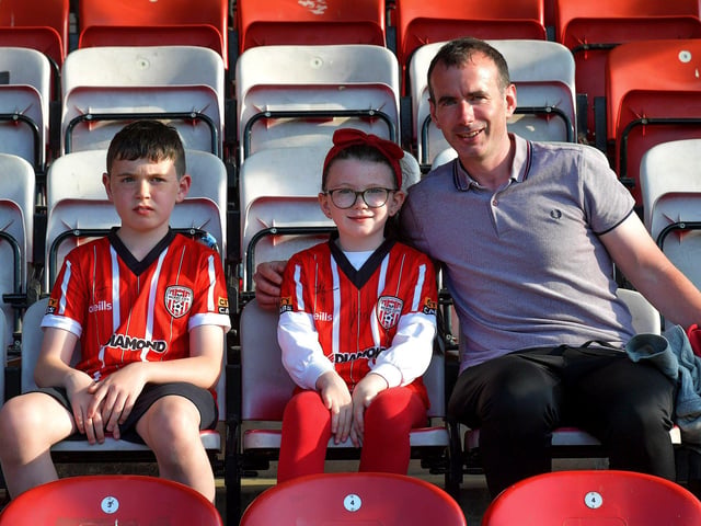 Fans in the Ryan McBride Brandywell Stadium for the Derry City versus Bohemian game on Friday evening. Photo: George Sweeney. DER2322GS – 127