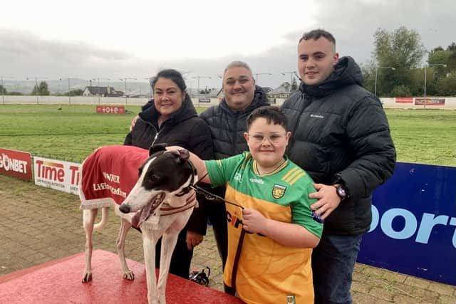 Tobergal Beauty pictured with the Coyle family; Claire, Charles and sons Nathan and Shane.