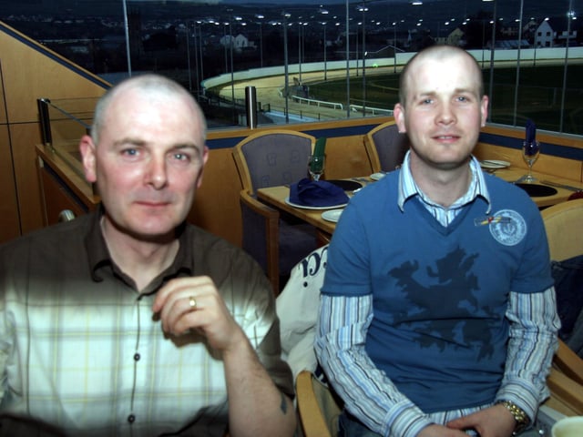 Gary Doherty, Gareth Morrison enjoying a night at he Lifford Stadium 0047JML : Parties and celebrations across Derry in May 2006.