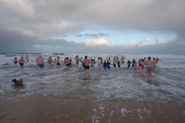 Braving the elements at the Culdaff New Year's Day Swim in 2004.