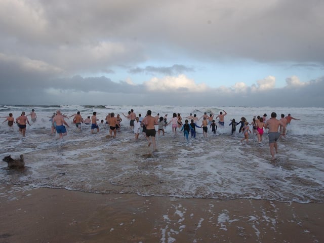Braving the elements at the Culdaff New Year's Day Swim in 2004.