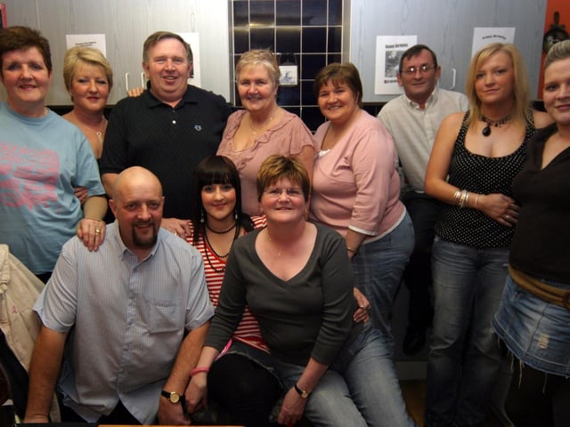 Bronagh pictured with her mum Carmel, dad Rickyand aunts, Annette, Marion, Bridie, Patricia, Sharon, Amanda, uncles Donal and Lawerence 0170 JML : Parties and celebrations January 2006: Bronagh Halpenny.