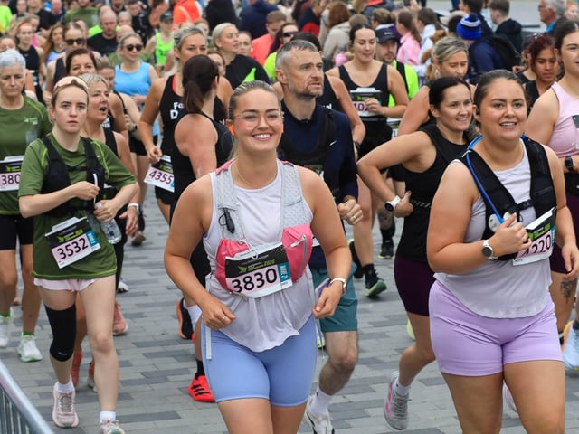 Runners taking part in the Waterside Half Marathon in Ebrington Square, on Sunday morning. (Photo - Tom Heaney, nwpresspics)