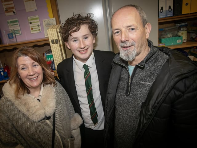 St. Joseph's student Kian McLaughlin pictured with his grandparents John and Marnie. : .