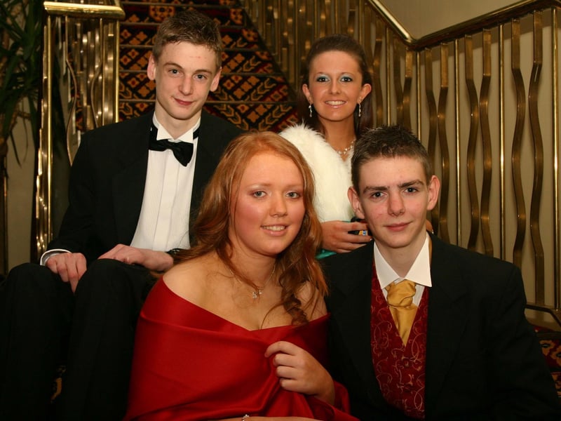 Mathew O'Bryan, Lucy Wilson, Kim Edwards and Stephen Middleton. : Pictured are students at the then recently opened Lisneal College in the Waterside as they gathered for their school formal back in March 2005.