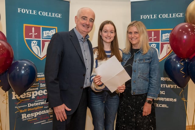 Peter and Caroline Devine who are celebrating with their daughter Olivia after she received her GCSE results at Foyle College.